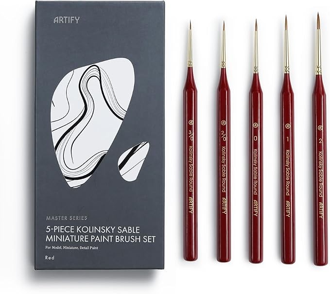 Artify 5Pcs Detail Paint Brushes, 100% Kolinsky Sable Micro Paint Brushes