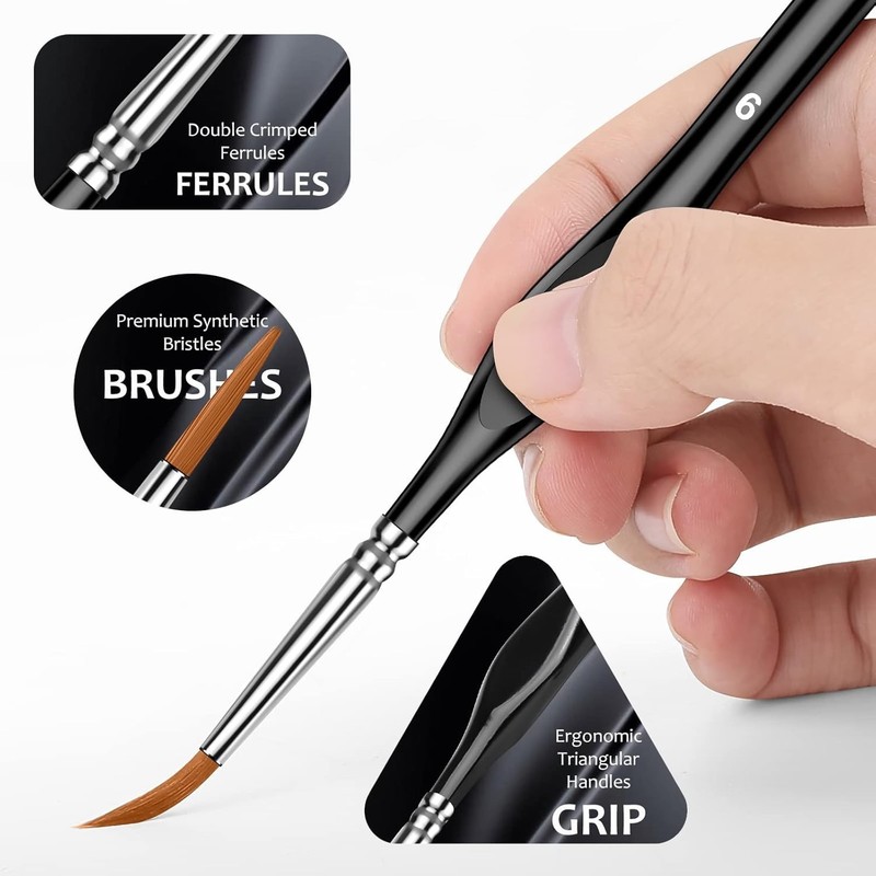 10Pcs Micro Paint Brushes Set with Triangular Handles - For Acrylic, Watercol... gallery