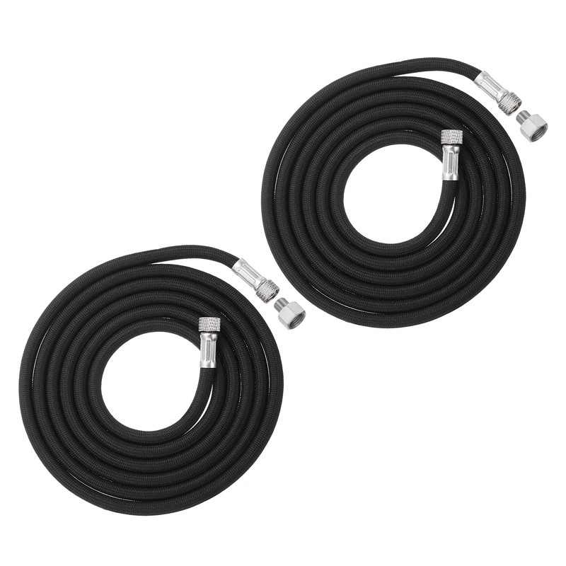 2Pcs 6ft Nylon Braided Air Brush Hose 1/8″Ends with 1/4″Hose Adaptor, Black