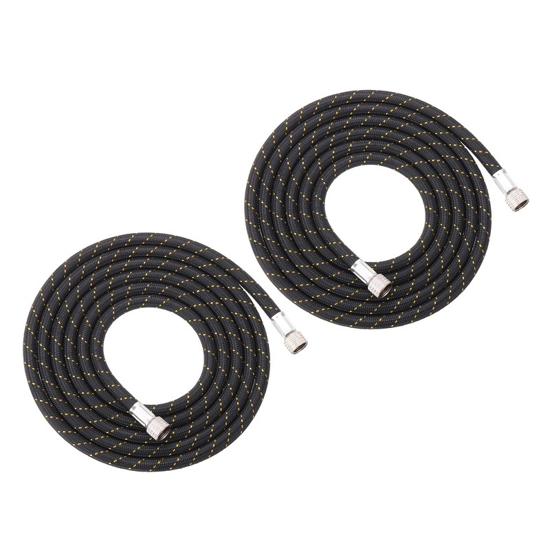2Pcs 6ft Nylon Braided Air Brush Hose 1/8″On Both End and Adapter, Black/Yellow