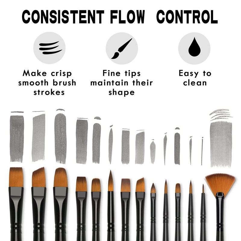 14Pcs Professional Artist Nylon Paint Brushes Set for Oil Watercolor Art gallery