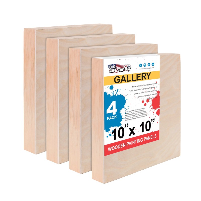 10″ x 10″ Gallery 1-1/2″ Profile Depth Artist Wood Pouring Panel Boards 4-Pack