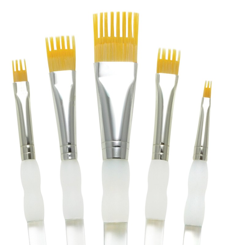 RAQUA-202 Royal Aqualon Wisp Flat Artist & Craft Gold Taklon Paint Brush Set