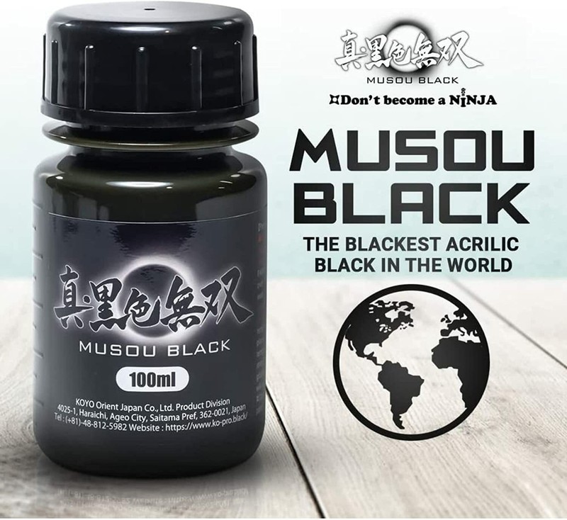 New version Kokushoku Musou Black Blackest Water-based Acrylic Paint 100ml Ninja
