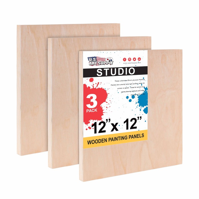 12″ x 12″ Studio 3/4″ Profile Depth Artist Wood Pouring Panel Boards Pack of 3