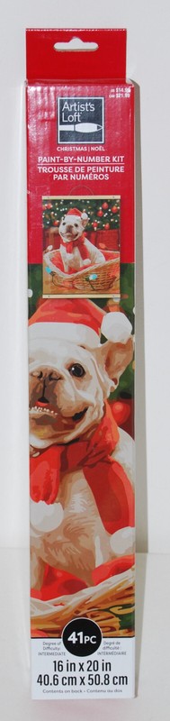 NIB Artist’s Loft Christmas Dog in Basket Paint-by-Number Kit 16in X 20in