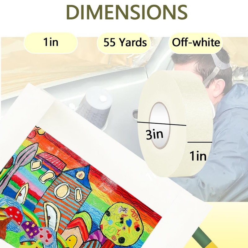 NETEHA 3 Rolls Painters Tape Masking Tape 1 Inch x 55 Yard, No Residue Adhesi... gallery