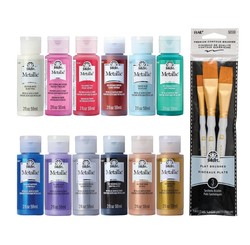Jewel Tone Acrylic Craft Paint Kit 15 Piece Set Including 12 Metallic Colors …