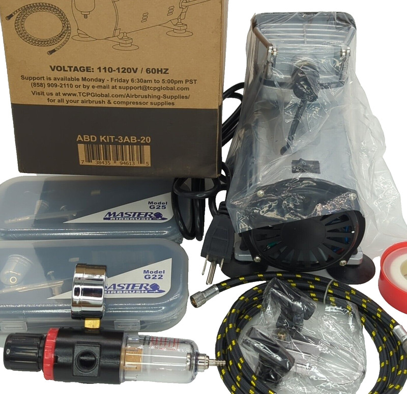MASTER AIRBRUSH ABD-3AB-20 Pro Master Multi-Purpose Airbrush Kit System NEW