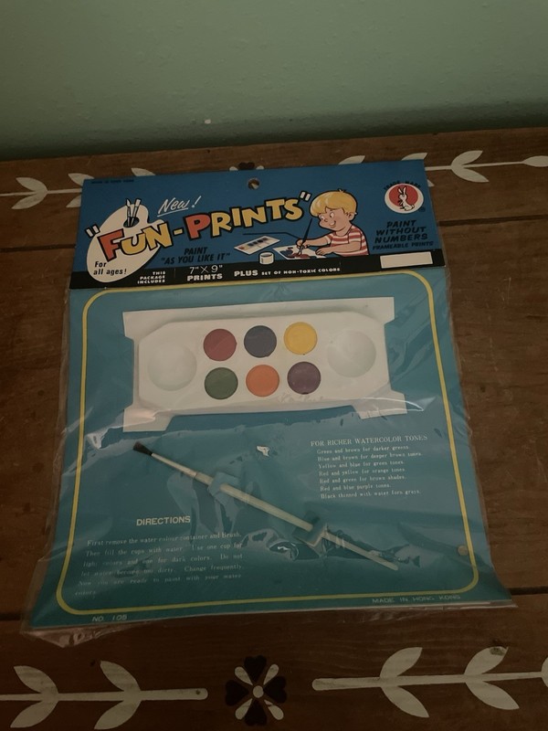 FW Woolworth Fun-Prints Watercolor Paint Set 7 X 9 NIB 1970s Vintage gallery