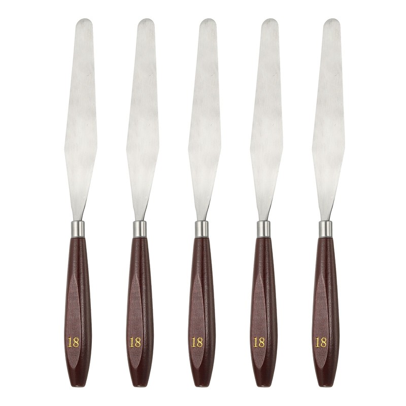 5pcs Painting Palette Knife 5.35 x 0.94 Inch Stainless Steel with Wood Handle