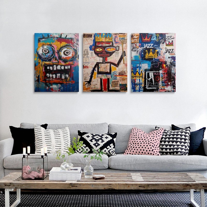 Urban Abstract Mask Canvas Wall Art Framed Painting Graffiti Style Layered Te... gallery