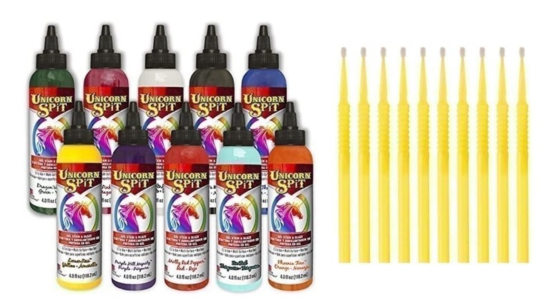 Unicorn SPiT Gel Stain and Glaze in One – 10 Paint Collection 4oz Bottles with