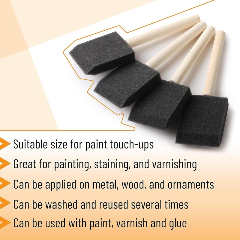 Foam Paint Brushes 2 Inch 16 Pack Sponge Brush Wood Handle DIY Craft Painting gallery