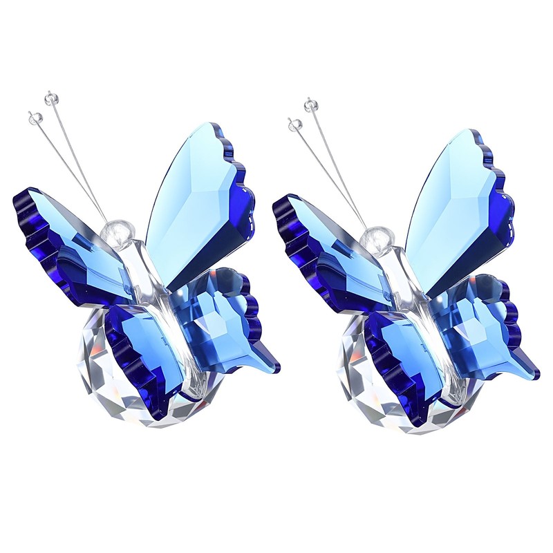 2pcs for 75mm / 3 inch Crystal Butterfly Paper Clip, Blue
