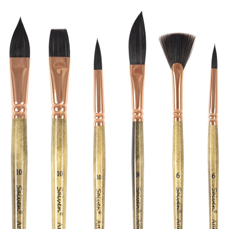 SYCYKA Sable Watercolor Brushes – 6pcs Professional Paint Brushes for Artist …
