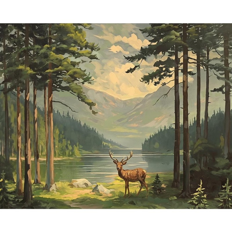 Natuyalo Paint by Numbers for Adults Beginner, Elk in 16X20 Inch, ART-09