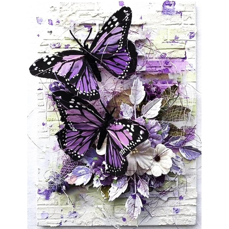 Butterfly Diamond Painting Kits for Adults, 5D Full Round Drill DIY Diamond Art,