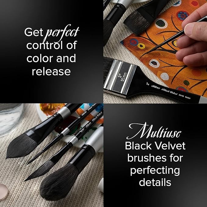Silver Brush Limited Black Velvet Round Watercolor Brush Set 3 Piece 2,6,10 gallery