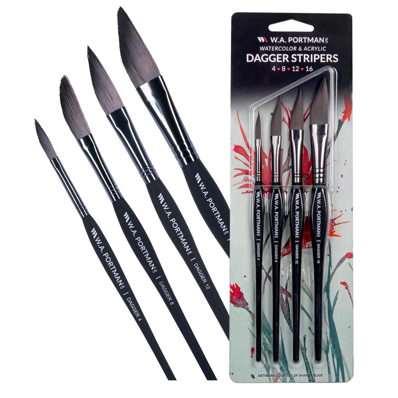 Dagger Paint Brush Set of 4 – Dagger Brush for Watercolor Painting – Professi…