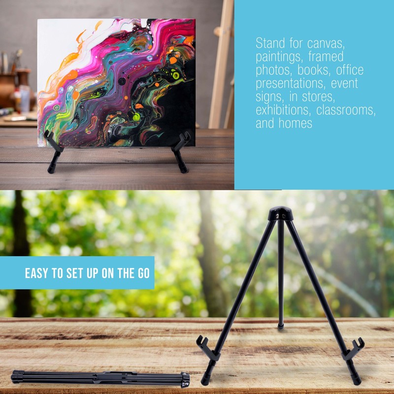 14" Steel Tabletop Instant Display Easel, Portable Tripod Stand, Pictures, Signs gallery