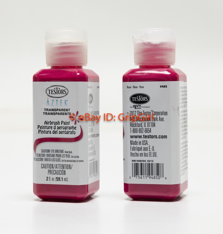 2x Lot TESTORS AZTEK Airbrush Paint Water Based Acrylic 9485 Transparent Rose