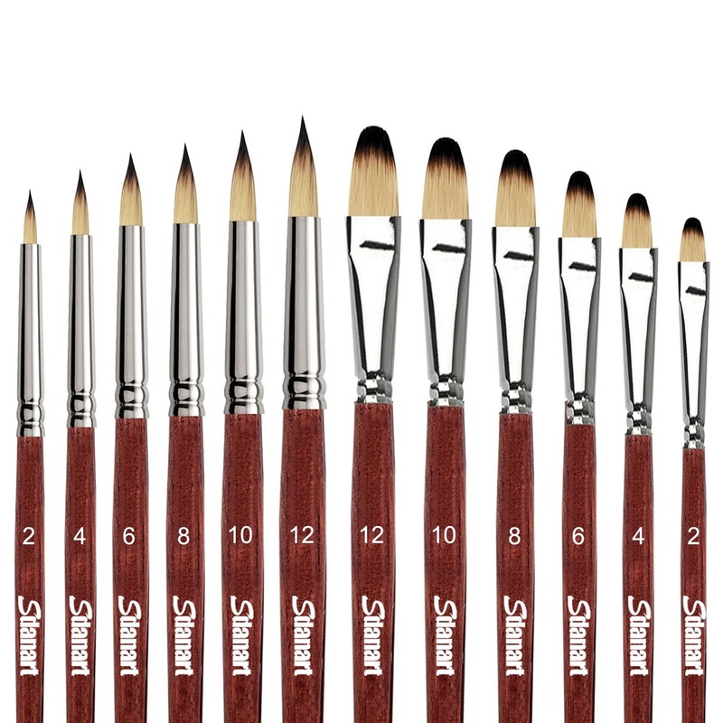 12 pcs Acrylic Paint Brushes Set,6 Professional Round Pointed Tip Paintbrushe…