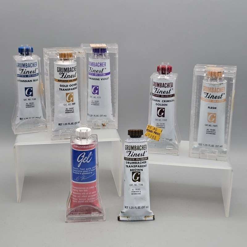 Lot of 6 Grumbacher Finest Artist Oil Color Paints + Gel - See Details