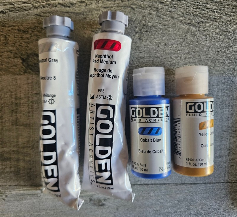 Golden Acrylic Paint N8 Gray Naphthol Red Med – Fluid Cobalt Blue Yellow Ochre