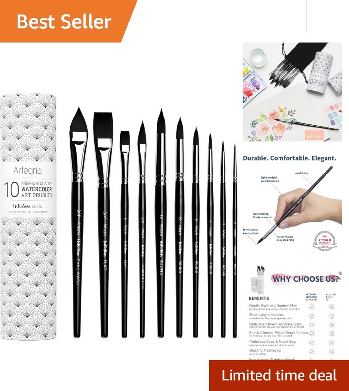 Artegria Intuition 10-Piece Watercolor Brush Set - Synthetic Quality