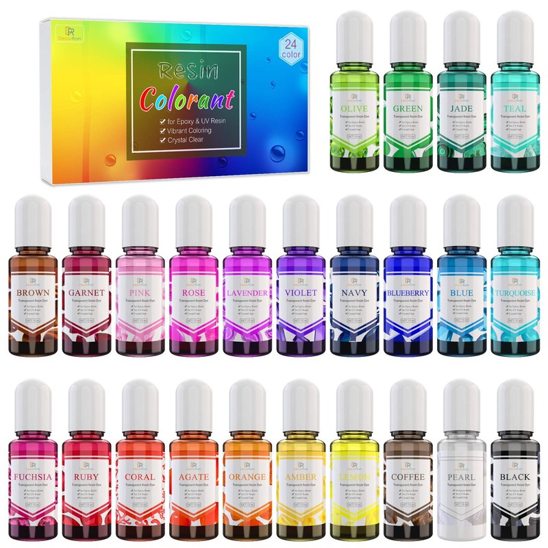 24 Color Epoxy Pigment - Crystal Transparent Dye for DIY Resin Art, Jewelry M...