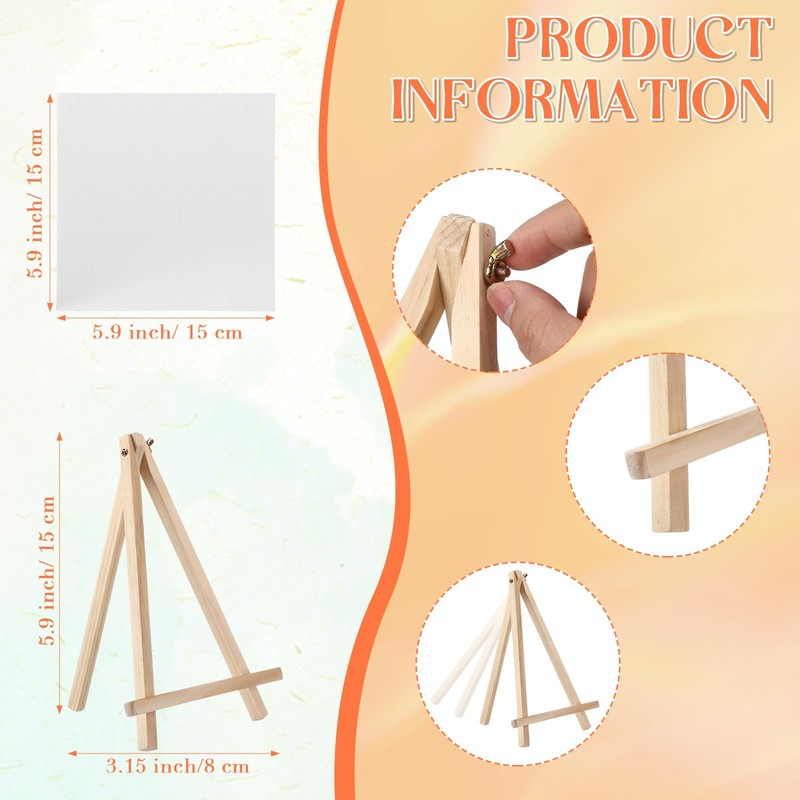 36 Pcs Mini Canvas and Easel Set for Painting, 6 x 6 Inch Canvas Panels with ... gallery