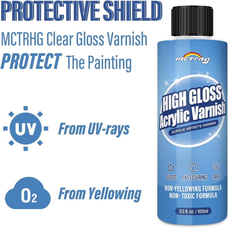 Gloss Acrylic Varnish Clear Coat Non Yellowing High Gloss Finish for Artwork gallery