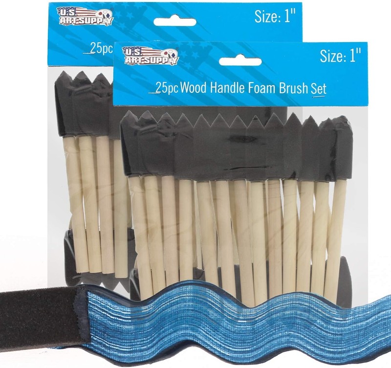 1 inch Foam Sponge Wood Handle Paint Brush Set Value Pack of 50 - Lightweight... gallery