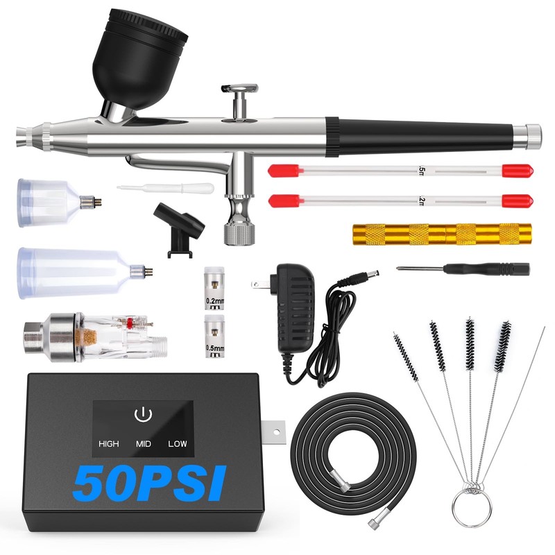 Turnrise Airbrush Kit Air Compressor 50 Psi High Pressure Air Brush Kit gallery
