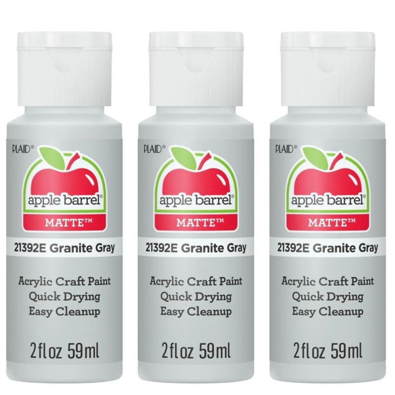 Granite Gray (3x) 2oz Bottles – (8oz) Apple Barrel Matte Acrylic Paint