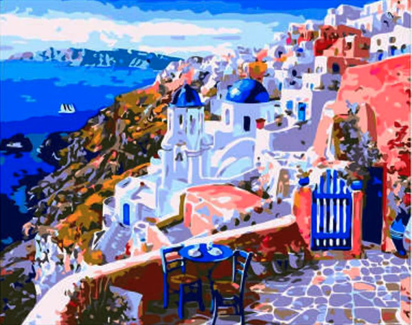 Paint by Numbers Greece Kit Adult Landscape Paint by Number for Kit Adult