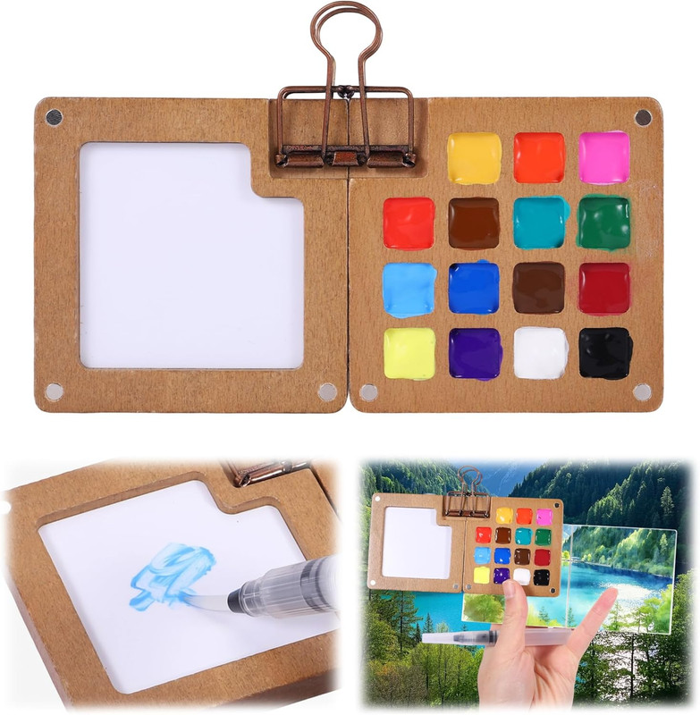 Mini Watercolor Paint Set – 24 Colors Travel Art Kit with Brushes & Sketchbook