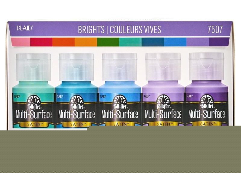 Color, 10 Bottle Multi-Surface Acrylic Paint Set, 2oz, Brights