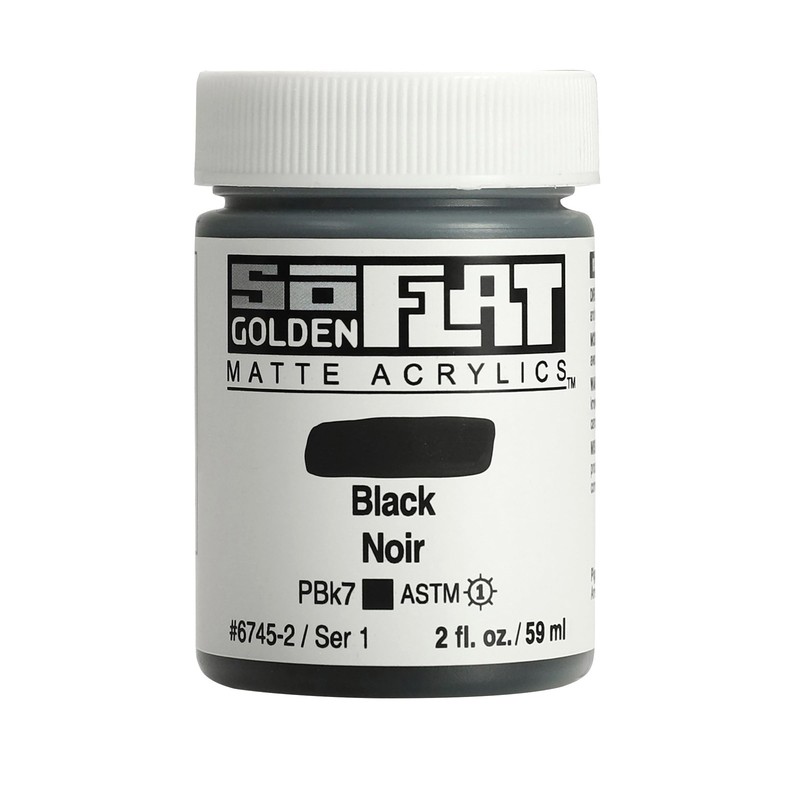 SoFlat Matte Acrylics Black 2 fl. oz. Jar Professional Paint Opaque Art Supply