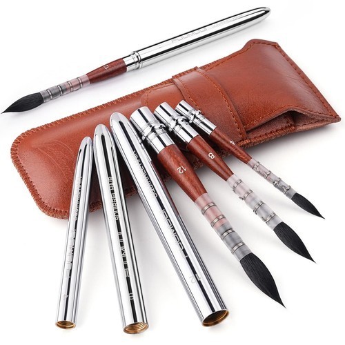 Squirrel Hair Travel Watercolor Brushes 3pcs Natural Soft Squirrel Mop Round …