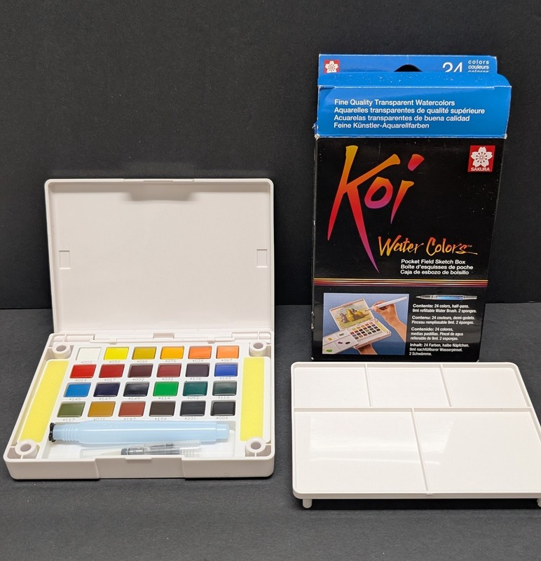 Sakura Koi Watercolors 24 Colors- Brush – Pocket Field Sketch Box – New Art