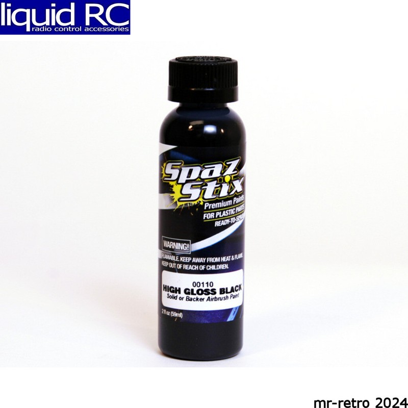 Spaz Stix 00110 High Gloss Black/Backer Airbrush Ready Paint 2oz Bottle