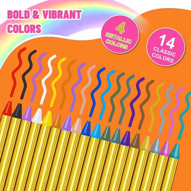 Face Paint Crayons for Kids - 18pcs Non-Toxic, Washable 18 Vibrants Colors gallery