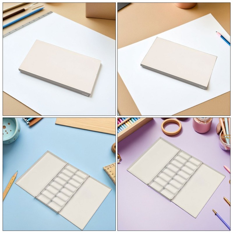 Art Paint Box Mixing Tray Mini Travel Palette Tin Fold-out Empty Full Pans gallery