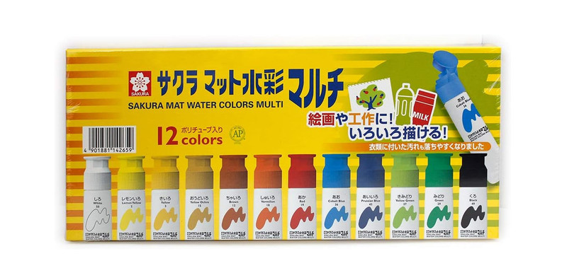 Sakura Craypas Matte Water Colors 12 Colors Set 12ml Tube MW12PE Japan Art