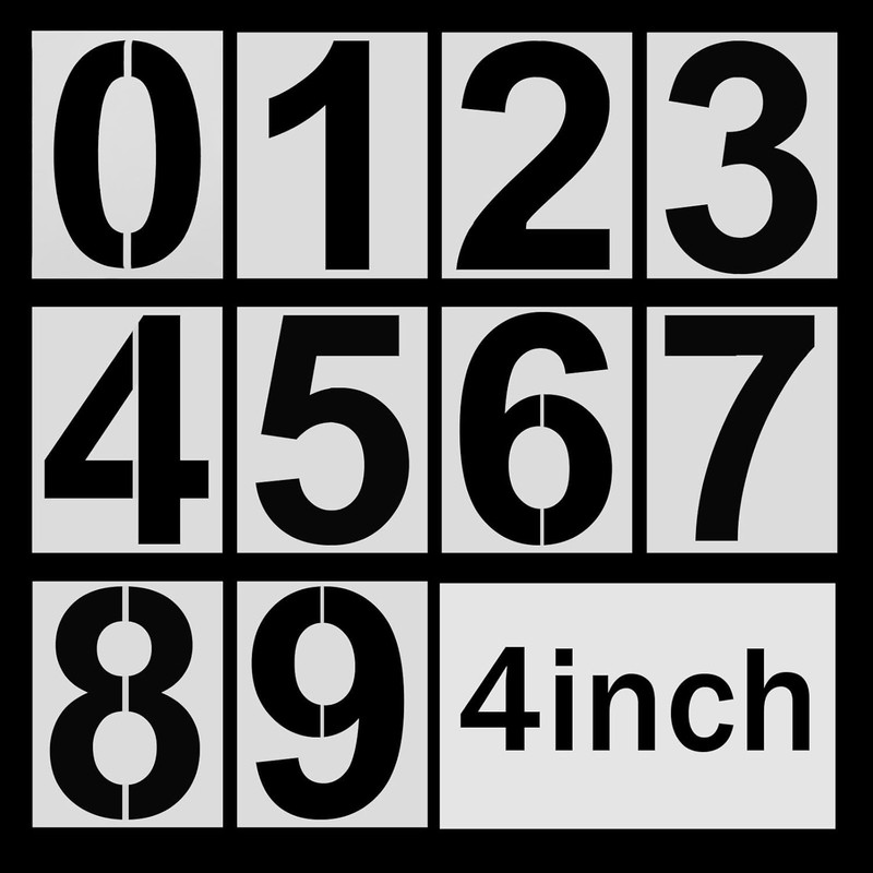 4 Inch Number Stencils, Plastic Number Stencil 0-9 Reusable House Numbers Stenci