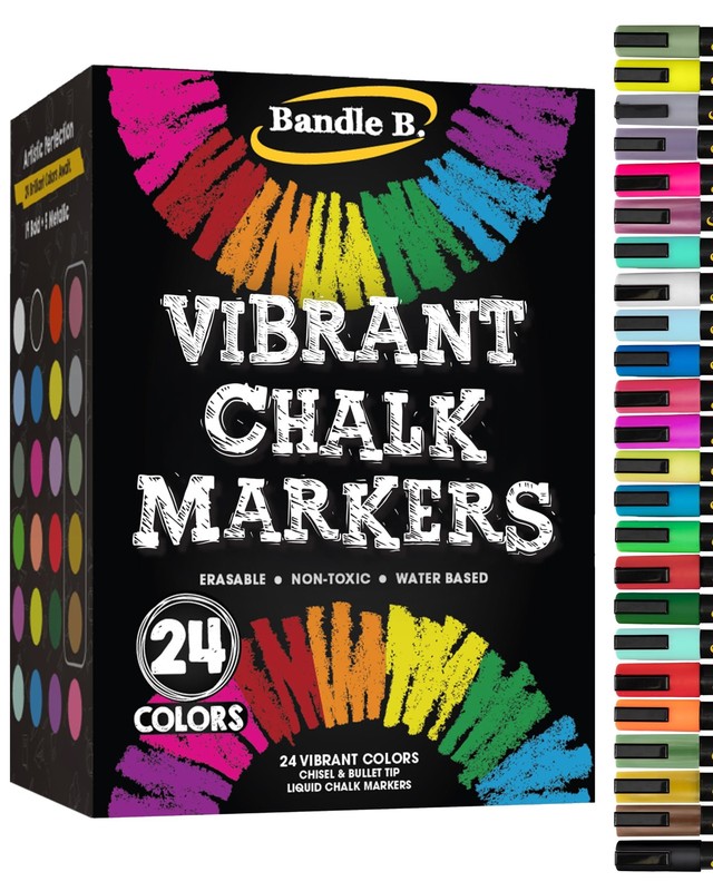 Bandle B. Chalk Markers – 24 1 Count (Pack of 24), 24 Pack Vibrant 6mm