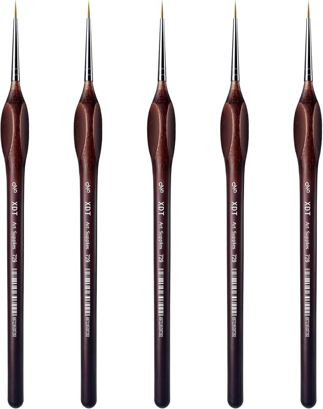 XDT#729 Micro Detail Paint Brush Artist Pin Point Painting Brushes 5 Piece #0000