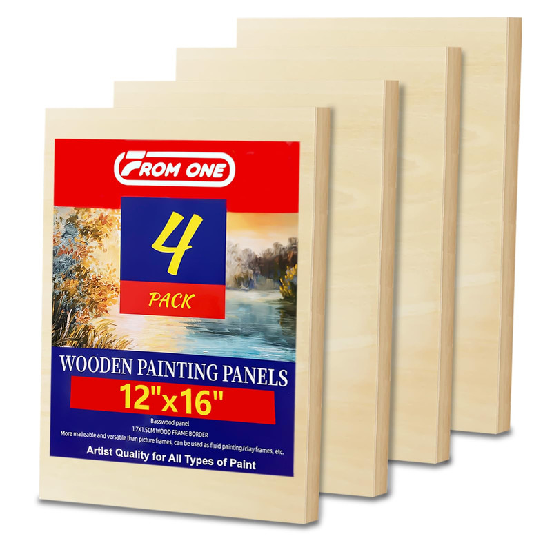 From One 4 Pack 12X16 Basswood Paint Pouring Panels For Acrylic Pouring Oil